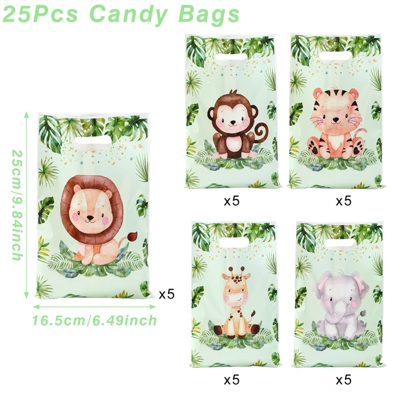 Dschungel Tiere Handtaschen Safari Geburtstag Geschenk Taschen Wild One Geburtstag Dekoration Dschungel Geburtstag Süßigkeiten Taschen Baby Dusche Dekor – Detail 17