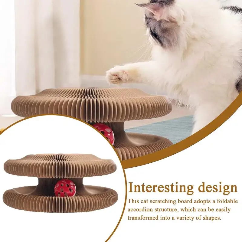 Accordion Organ Cat Scratching Board Toy Cat Toys Scratching with Bell Ball Pet Enrichment Play Game for Small Medium Animals