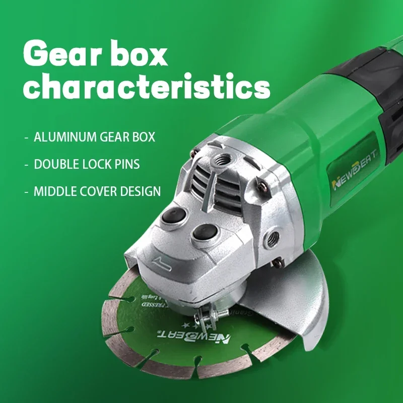 Newbeat 1350W NBT-AG-150C Cutting Angle Grinder Cutting Pipesin Boiler Trigger Green 150MM 8500R/MIN 110v 220v 45.5*16.2*10.3cm 3