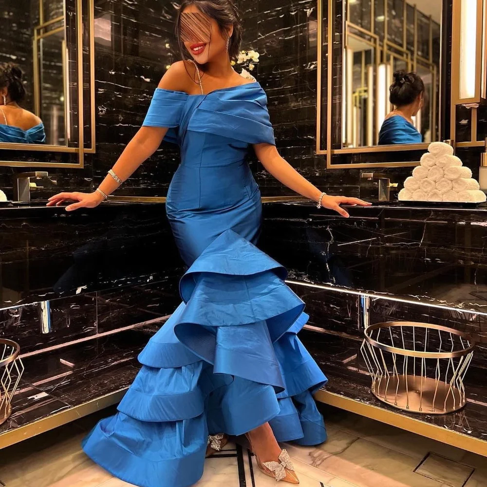 

Serendipity Evening Dress Formal Occasion Mermaid Ankle-Length Trumpet Off The Shoulder Slim Tiered Prom Gown For Sexy Women