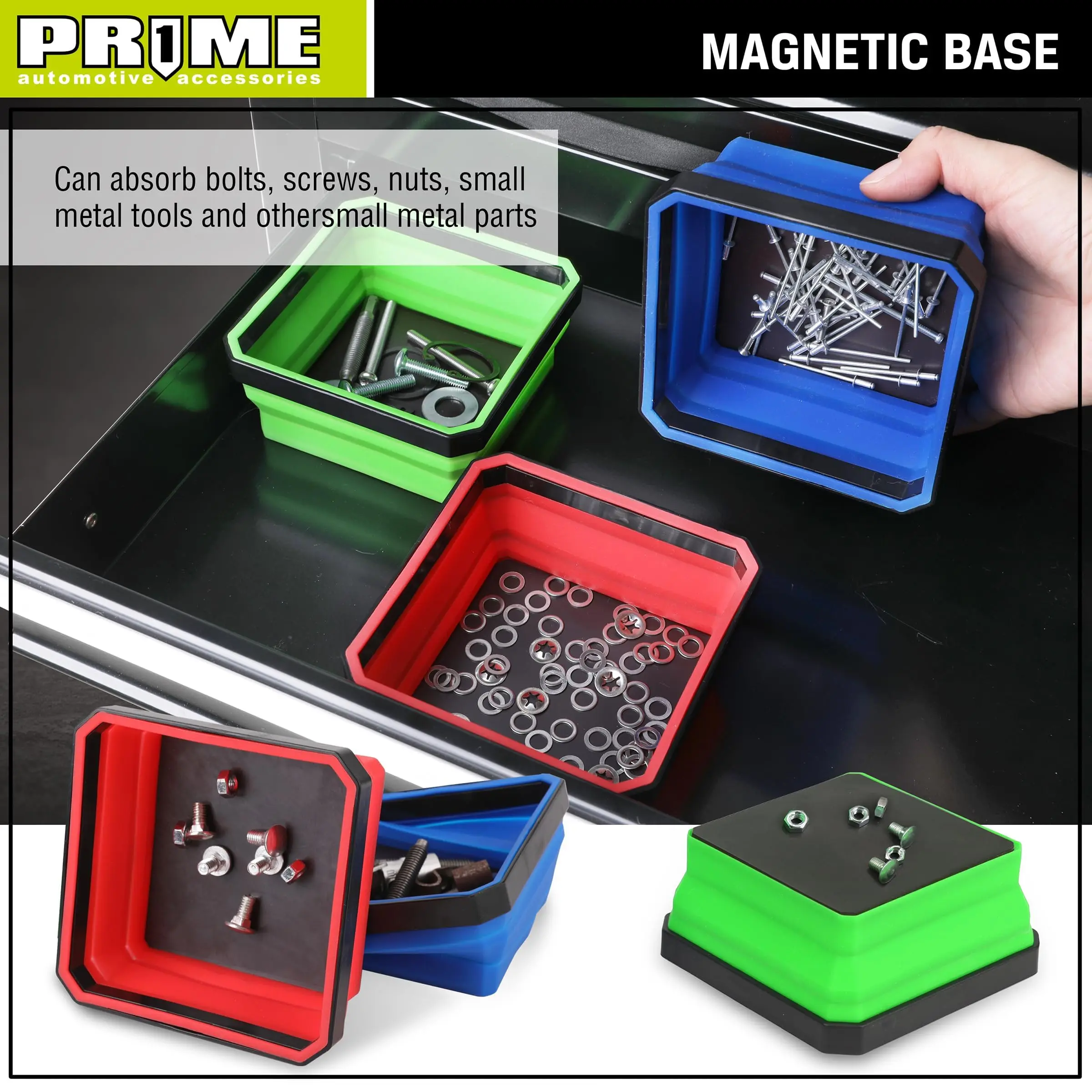 4,5 Zoll faltbare magnetische Schraube Tablett Silikon Schüssel Werkzeug Teil Aufbewahrungsbox Organizer für Klempner Tischler – Detail 9