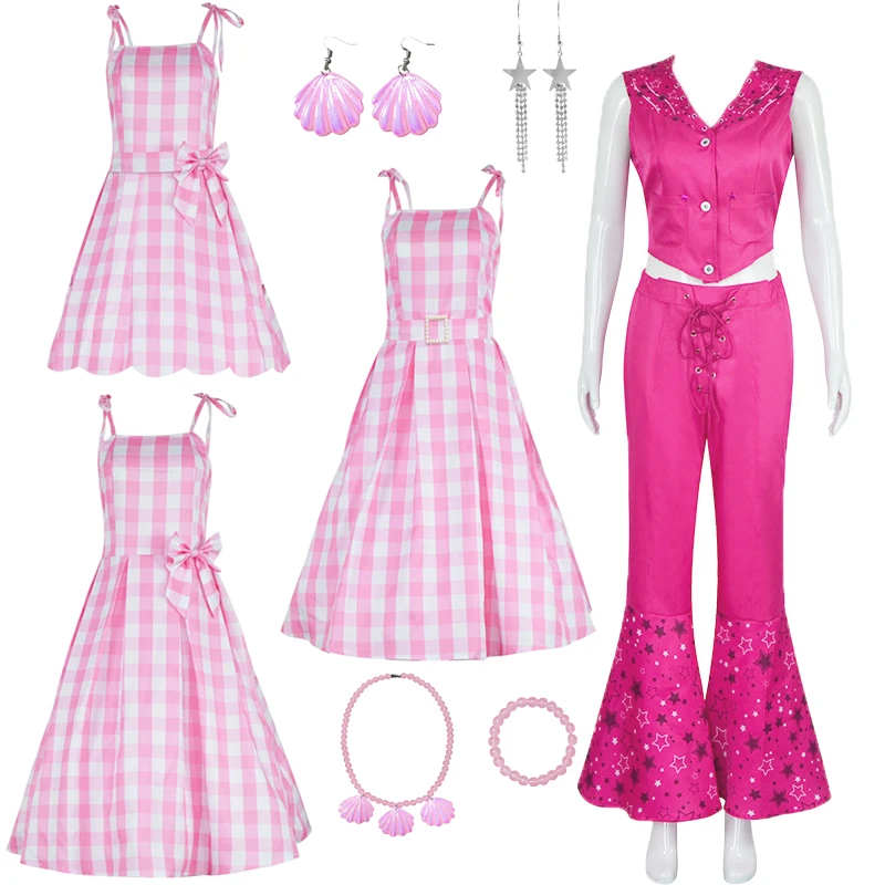 MargotRobbiePrincessforWomenDressCosplayCostumePlaidBeach