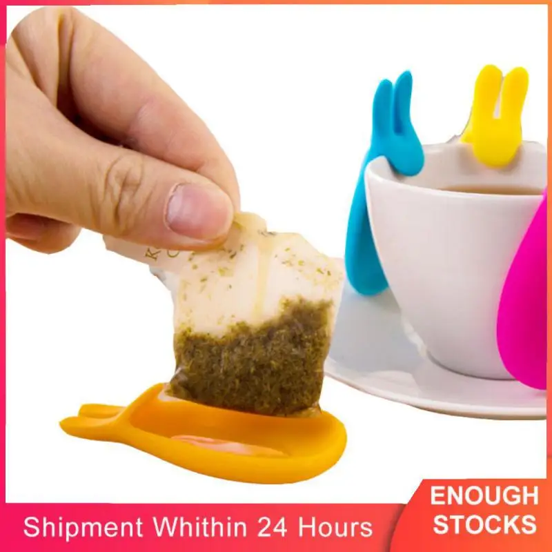 Silicone Tea Bag Holder Rabbit Shape Tea Bag Holders For Cup And Mug Markers Colorful Animal Reusable Hanger For Home