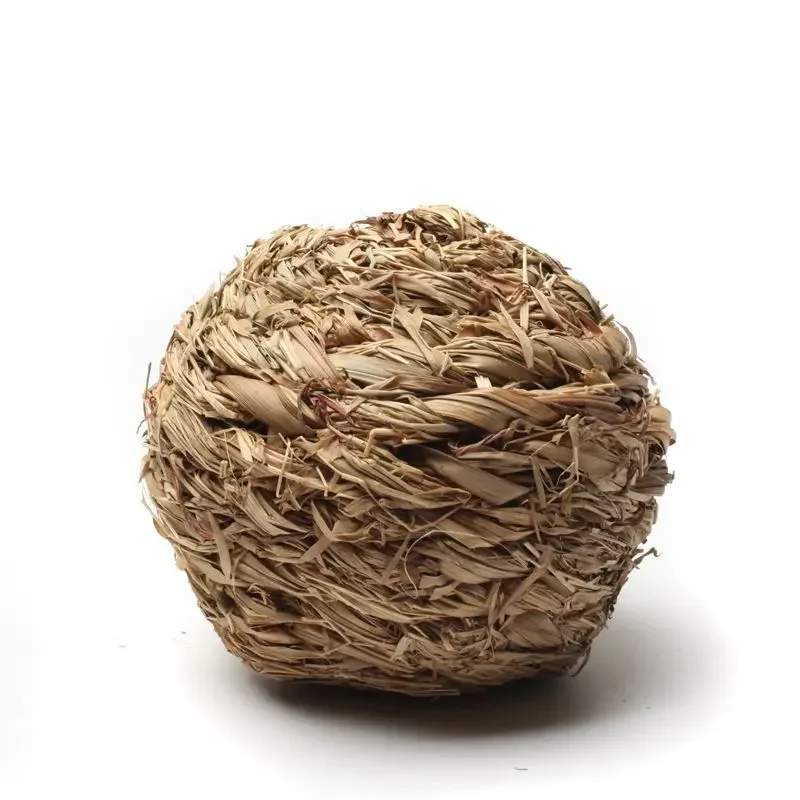 10cm Pet Chew Toy Natural Grass Ball with Bell for Rabbit Hamster Guinea Pig for Tooth Cleaning