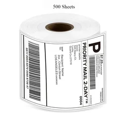 High - Strength 4x6 Inch Direct Thermal Shipping Labels - Water & Grease Resistant, 350/500 Roll (500 Labels)