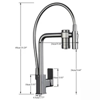 ก๊อกน้ำกรองน้ำสีเทาแบบปืน ก๊อกน้ำห้องครัวแบบดึงลงได้ สีดำ หัวฉีดแบบ 2 in 1 ก๊อกน้ำดื่มทองเหลือง หมุนได้ 360 องศา ก๊อกผสมน้ำกรอง 6