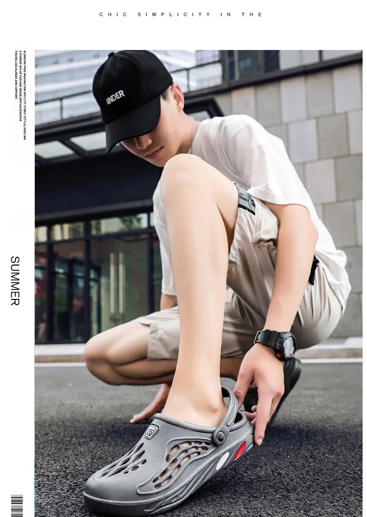Warm Sommer Männer Clogs Hausschuhe Mode Loch Schuhe Strands andalen Innen haus Wohnungen Schuhe leichte weiche Badezimmer rutschen – Detail 15