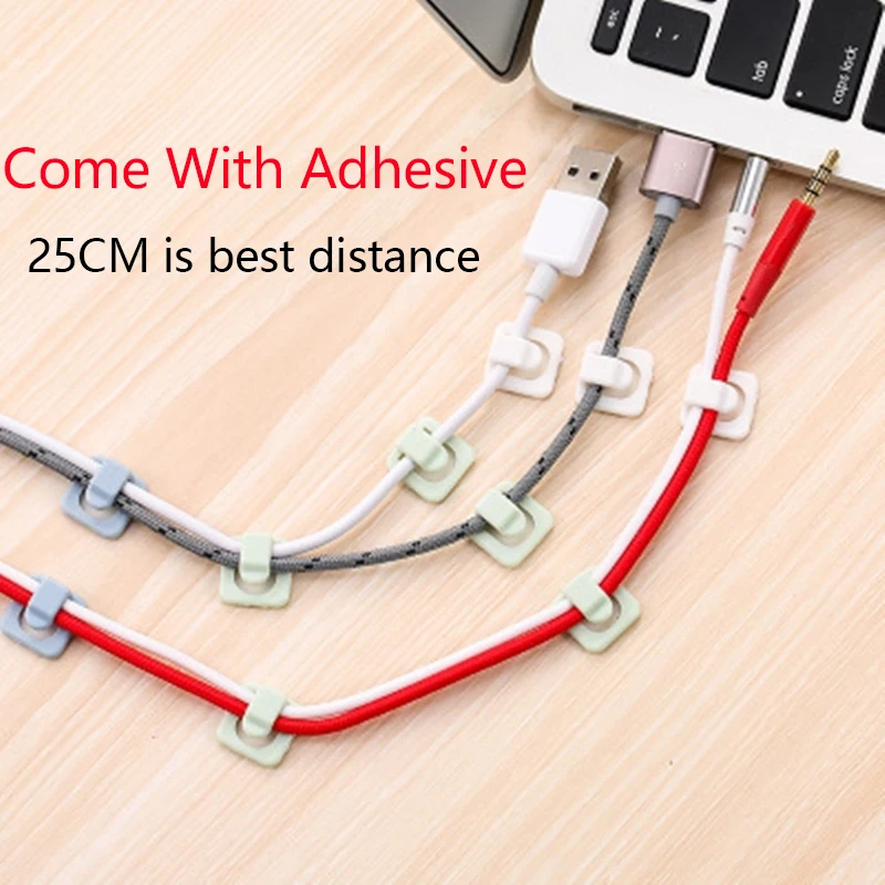 18Pcs Adhesive Cable Organizer Securing Clips USB Wire Organizer Clips Computer Wire Organizer Desktop Storage Line Holder
