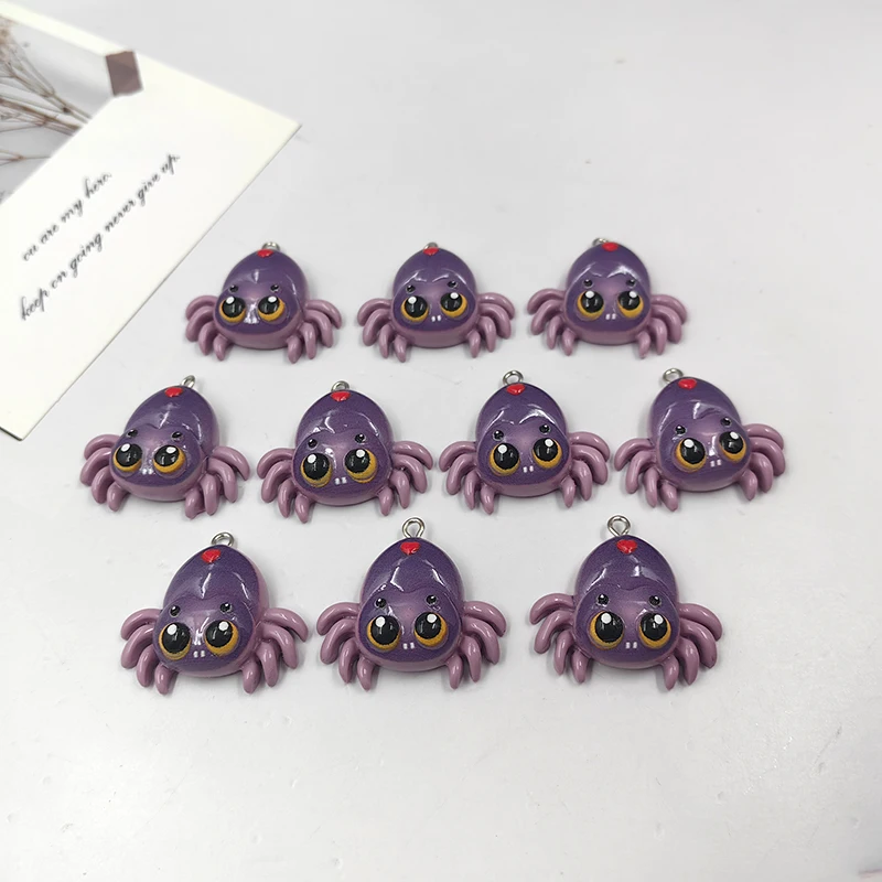 10pcs 축제 할로윈 하트 쥬얼리에 대 한 거미 매력 Kawaii 동물 수 지 펜 던 트 Flatback DIY 키 체인 C1034 만들기
