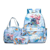 3Pcs/set Disney Lilo Stitch Colorful Backpack With Lunch Bag for Girl Boy Student Teenager Rucksack Women Casual School Bags Set 2
