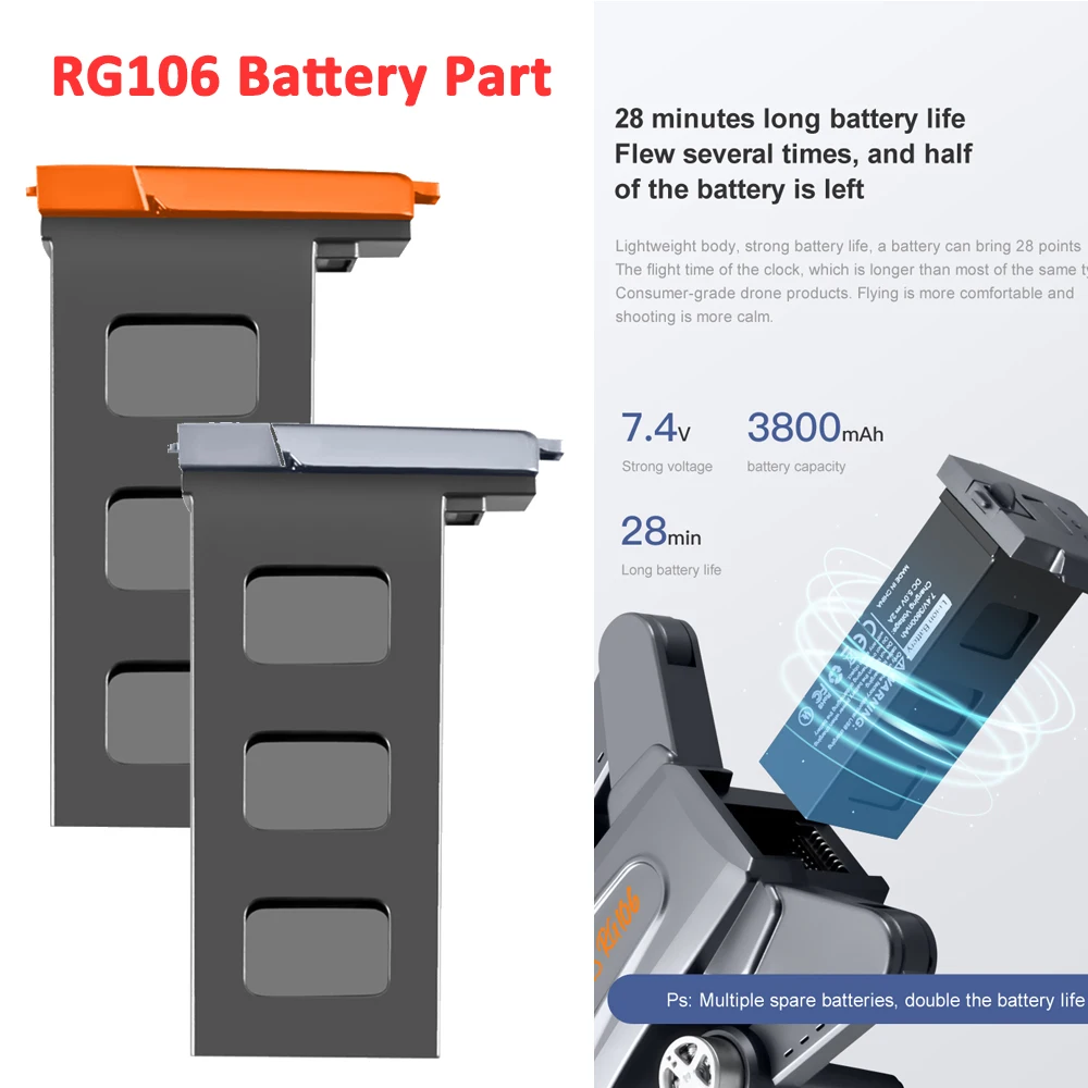 

RG106 RG106 PRO/MAX GPS Дрон Оригинальная батарея запасная часть 7,4 V 3800mAh Lipo батарея замена аксессуар