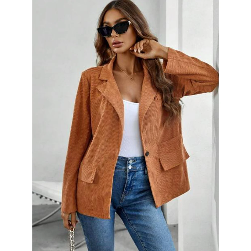 Coat Casual Commuting Work Wear Jackets for Women 2023 Slim Woman Clothing Corduroy Women's Jacket Elegant Fashionable