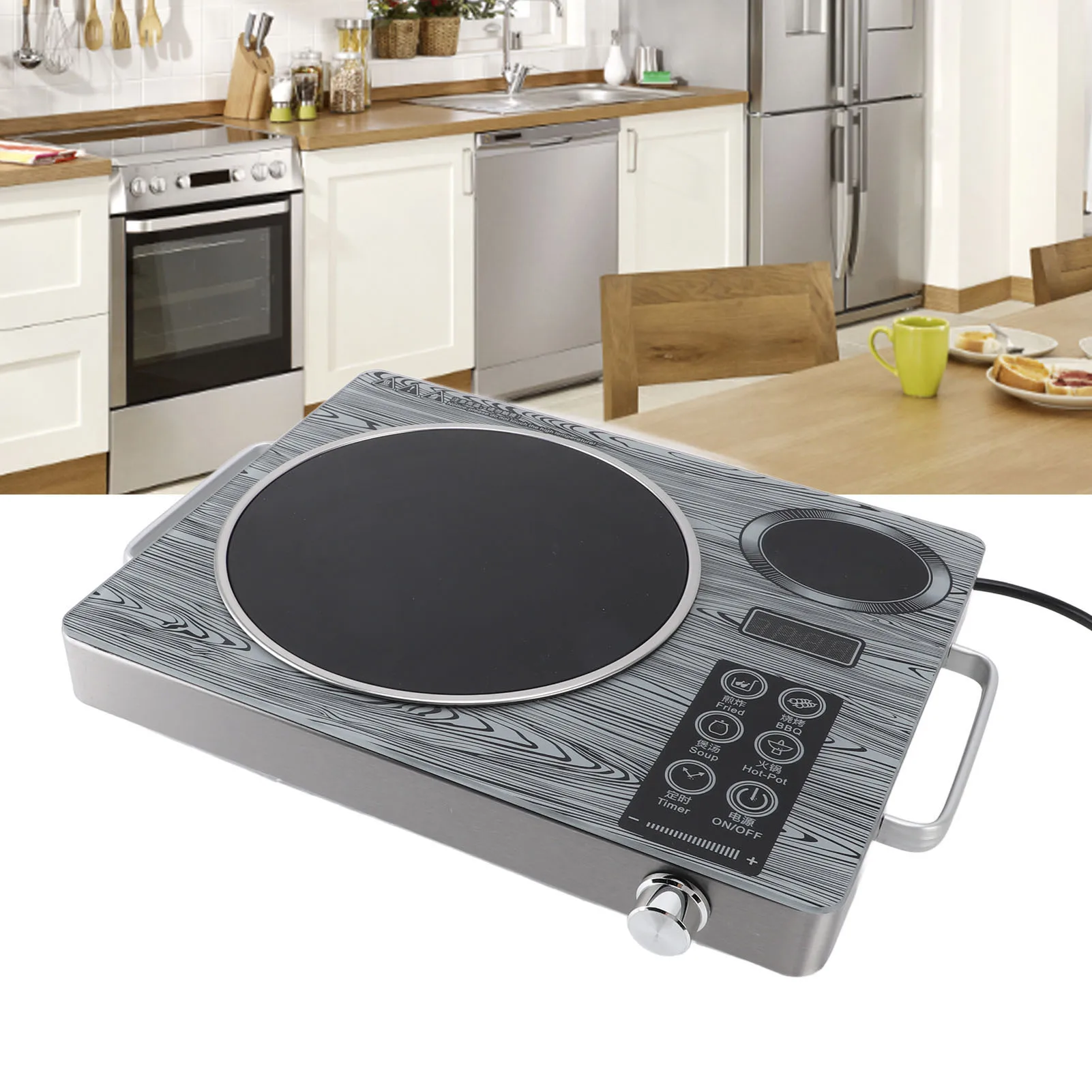 Electric Induction Cooker Touch Control Single Burner Ceramic Infrared Heating Plate 4h Timer Adjustable 26 Speeds 3500W 6
