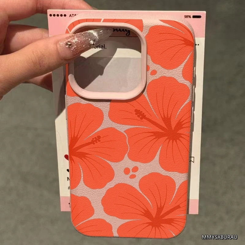 Orange Hawaiian Floral Pattern Phone Case Cover