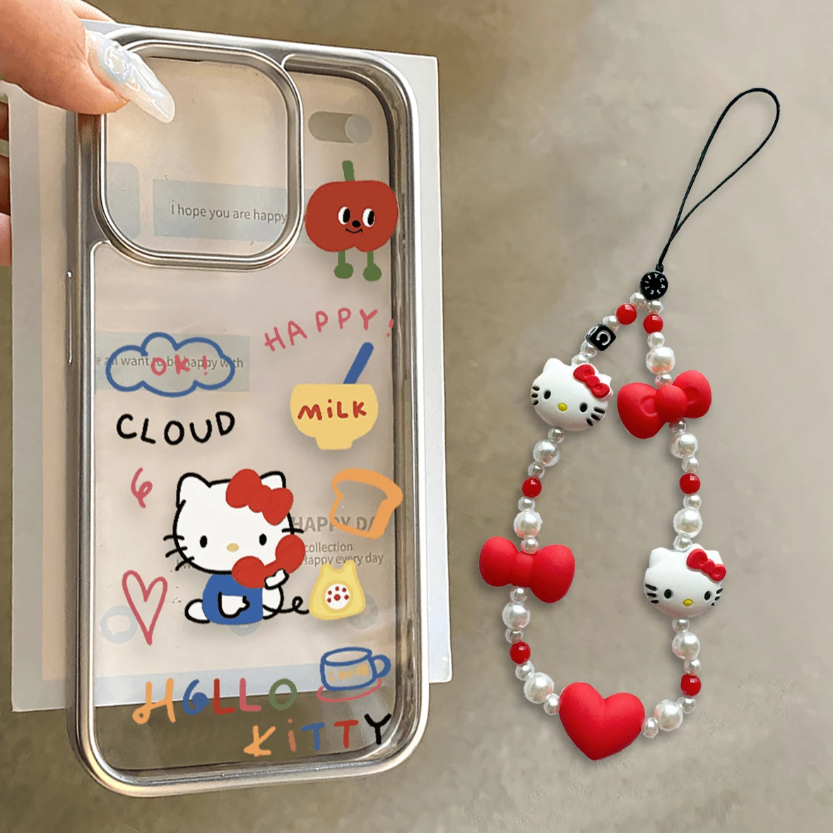 thumbnail image 1 of Sanrio funda de teléfono galvanizada Hello Kitty para iPhone, 15, 16, 14, 13 Pro Max, 11, 12, 13 Pro, XR, XS MAX, 7, 8 Plus, Y2K, bonita y suave, 1 of 4