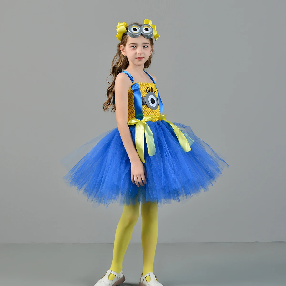 Big Eyes Mini Yellow Man Costumes for Baby Girls Anime Cartoon Characters Cosplay Dresses for Kids Birthday Outfit Party Clothes