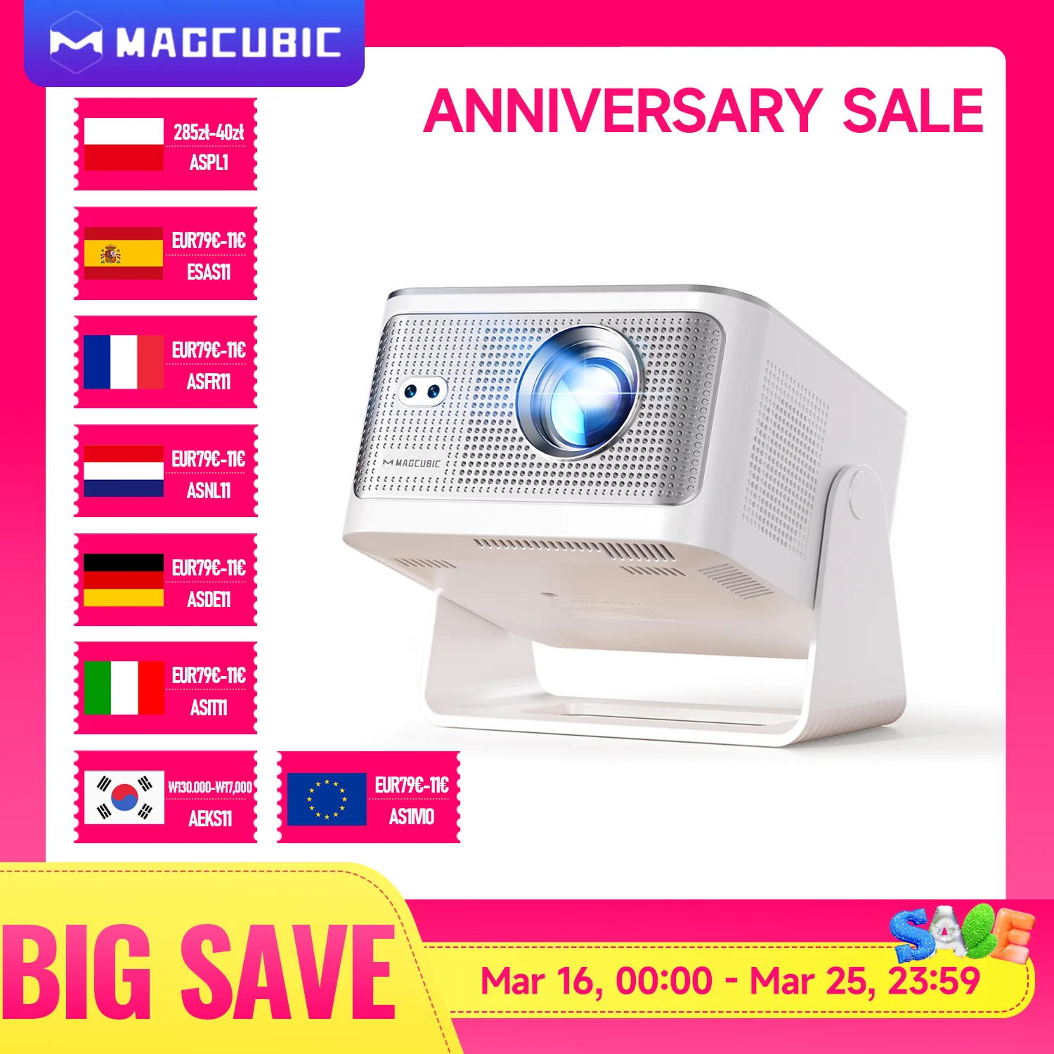 Magcubic 900ANSI 안드로이드 14 프로젝터 자동 초점 지원 8K 네이티브 1080P 와이파이6 BT5.4 16G 올위너 H726 휴대용 HY350Max