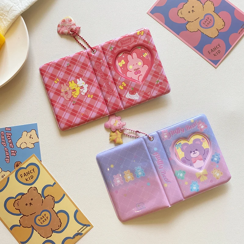 3 Inch Kawaii Bear Rabbit Cherry Photo Album 40 Pockets Picture Storage Hollow Love Heart Photocard Holder Collect Stationery