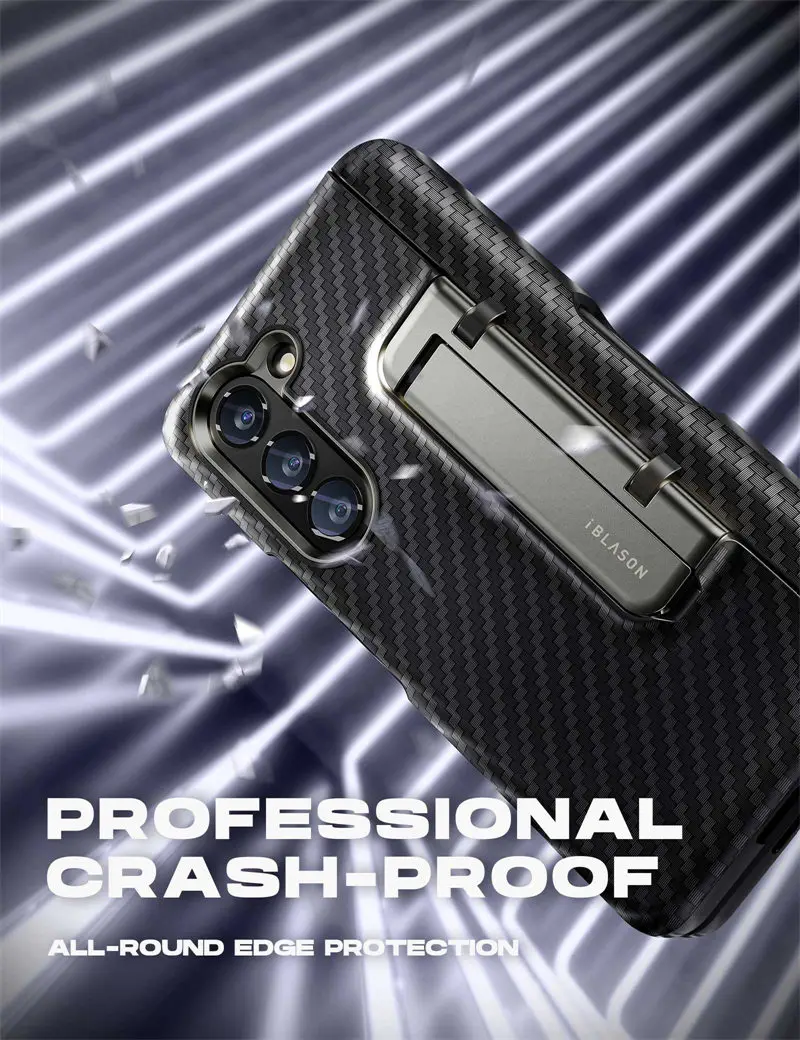 For Samsung Galaxy Z Fold 5 Case 2023 I-BLASON Journey Full-Body Protective Bumper Case with 3Pcs Silicone Pen Covers Kickstand