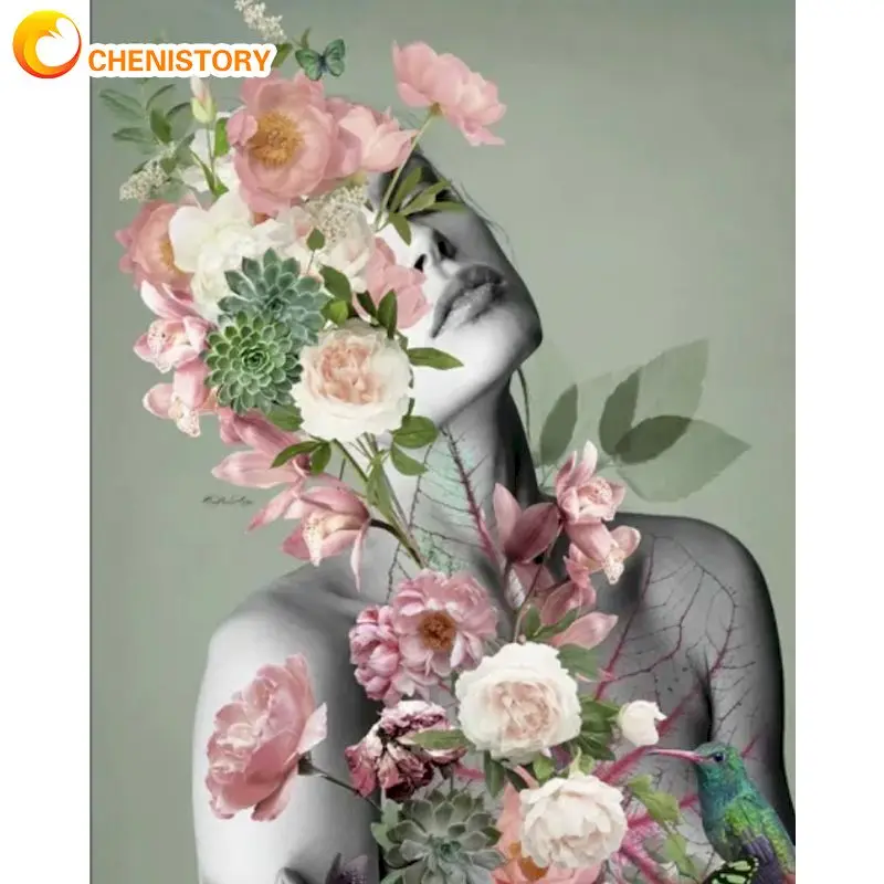 

CHENISTORY Diy Painting By Numbers Flower Woman Coloring By Numbers Handpainted Abstract Figure Unique Gift Home Decor