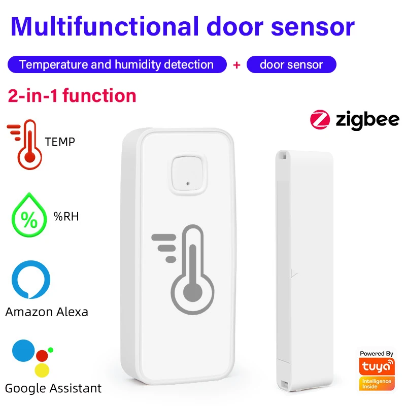 

Tuya Zigbee Automatic Alarm Monitoring Reminder 2 In 1 Indoor Door Magnetic Sensor Smart Sensor Hygrometer Controller Smart Home