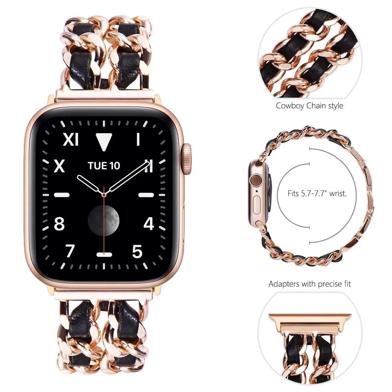 

Браслет кубинский для Apple watch, металлический браслет для iWatch Series 3 4 5 6 se 7, 40 мм 41 мм 38 мм 44 мм 45 мм 42 мм