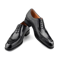 Deluxe Men's Leather Shoes Formal Dress Shoes Wedding Party  Oxford Handmade Comfortable Lace Up Genuine Leather Men's Shoe 1