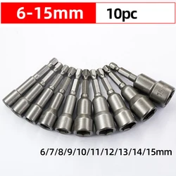 Magnetic Nut Screwdriver & Drill Bit Set with 6mm-15mm Impact Sockets (Rose)