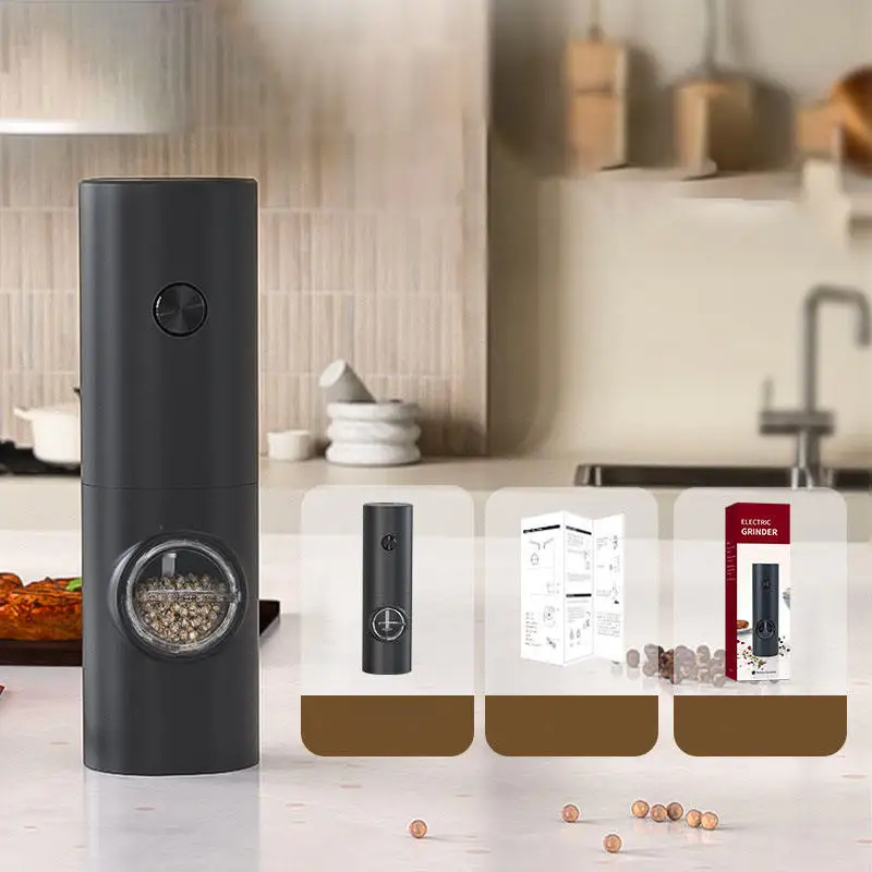 Electric Pepper Grinder Spice Grinders Automatic Salt Mill Adjustable Coarseness Refillable Battery Powered Kitchen Tool
