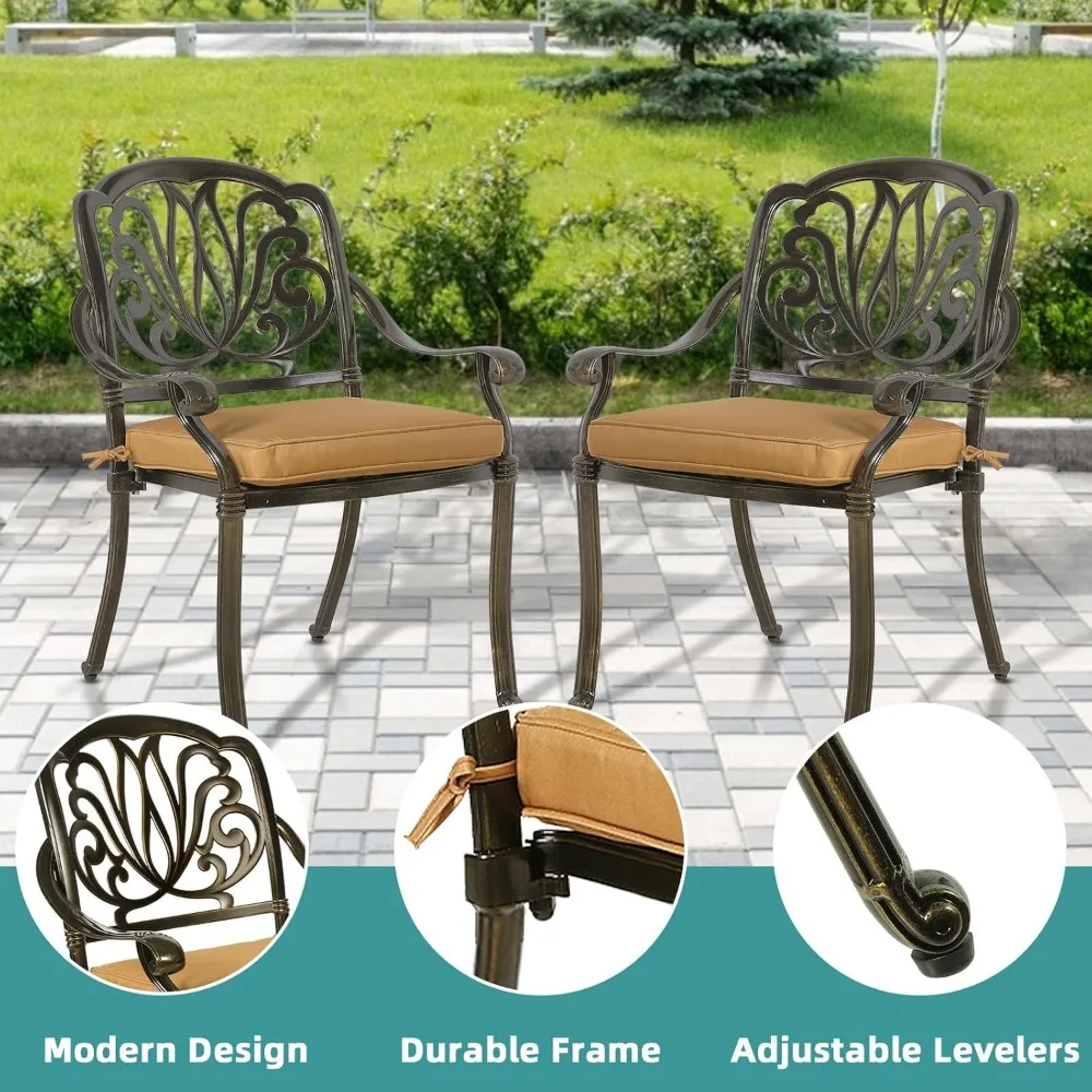 5-Piece Outdoor Patio Dining Set, All-Weather Cast Aluminum Patio Conversation Set for Backyard Garden Deck with 4 Chai 4