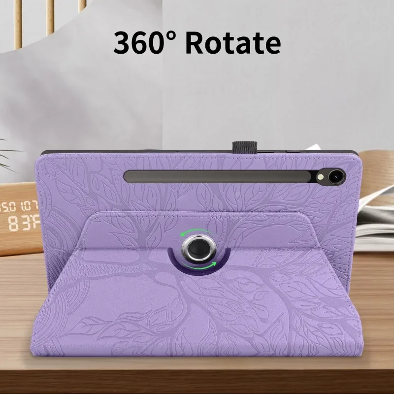 Árvore em Relevo Capa para Samsung Galaxy Tab Tablet Case Rotação 360 Samsung Galaxy Tab s9 fe 10.9 2023 - Imagem 5