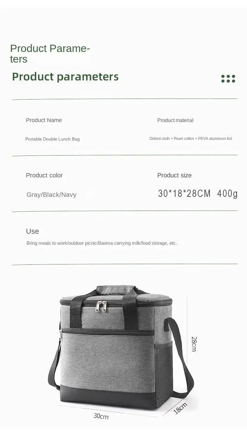 Handgehaltene, schmutzabweisende Isolationstasche zum Frischhalten von Lebensmitteln, 2026, im Angebot, 15 l, große Kapazität, warme Lunchtasche für Damen – Detail 3