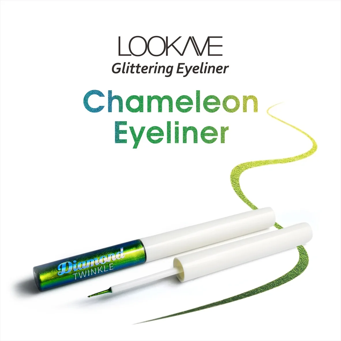 Shiny Chameleon Green Liquid Eyeliner Metallic Eyeshadow Multicolor Eye Liner Pearlescent Polarized Glitter Eye Pigment Makeup