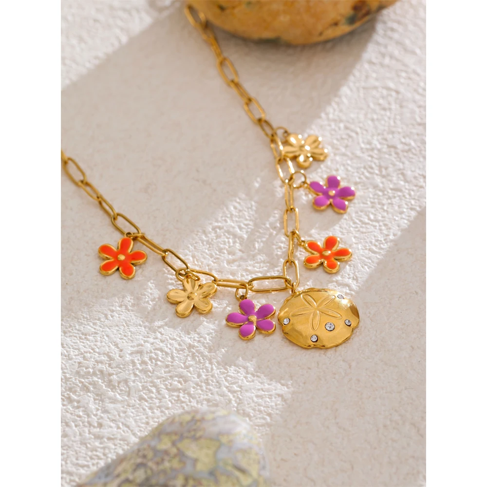 Yhpup Pendant Necklace Fashion Golden Stainless Steel