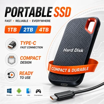 Portable SSD 1TB External Hard Drive Fast Storage USB3.1 Type-C 2TB Backup Disk for Phone Laptop Mac PC Work Files Storage 1