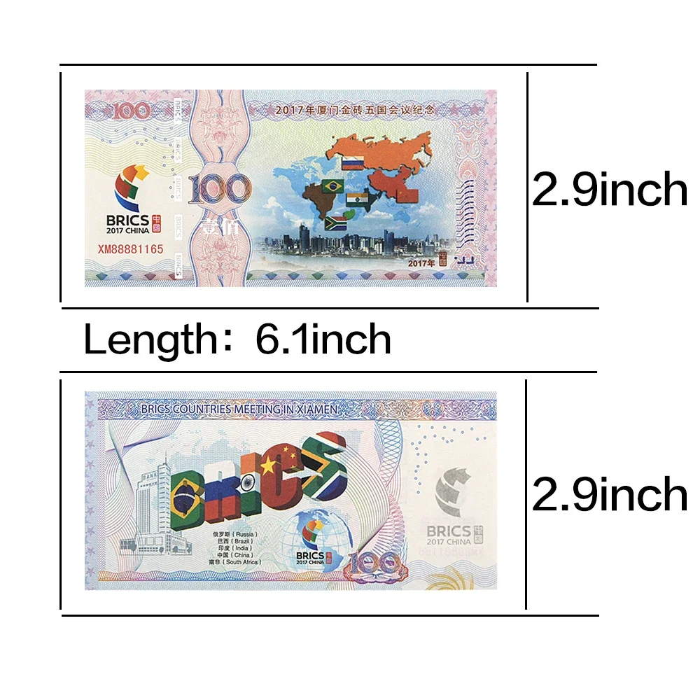 China Xiamen BRICS Conference Commemorative Banknote 100 Dollars with UV Anti-counterfeiting Serial Number Paper Money Gift