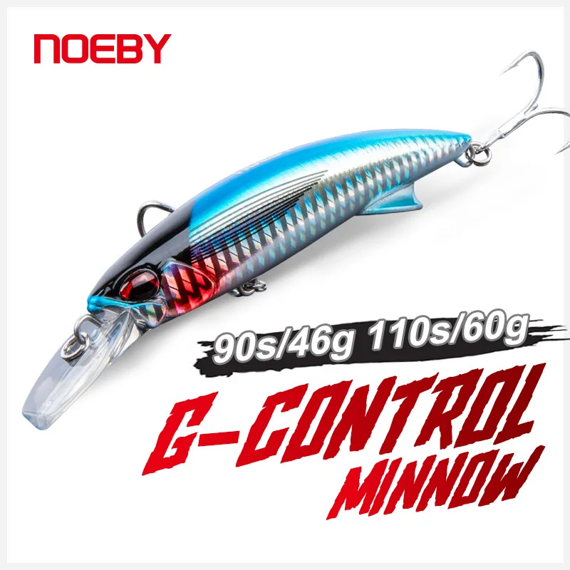 

NOEBY Minnow Hard Fishing Lure 94mm/46g 110mm/64g Artificial Bait Sinking 3D Eyes Wobbler Tackle for Pike Bass Carp Swimbait