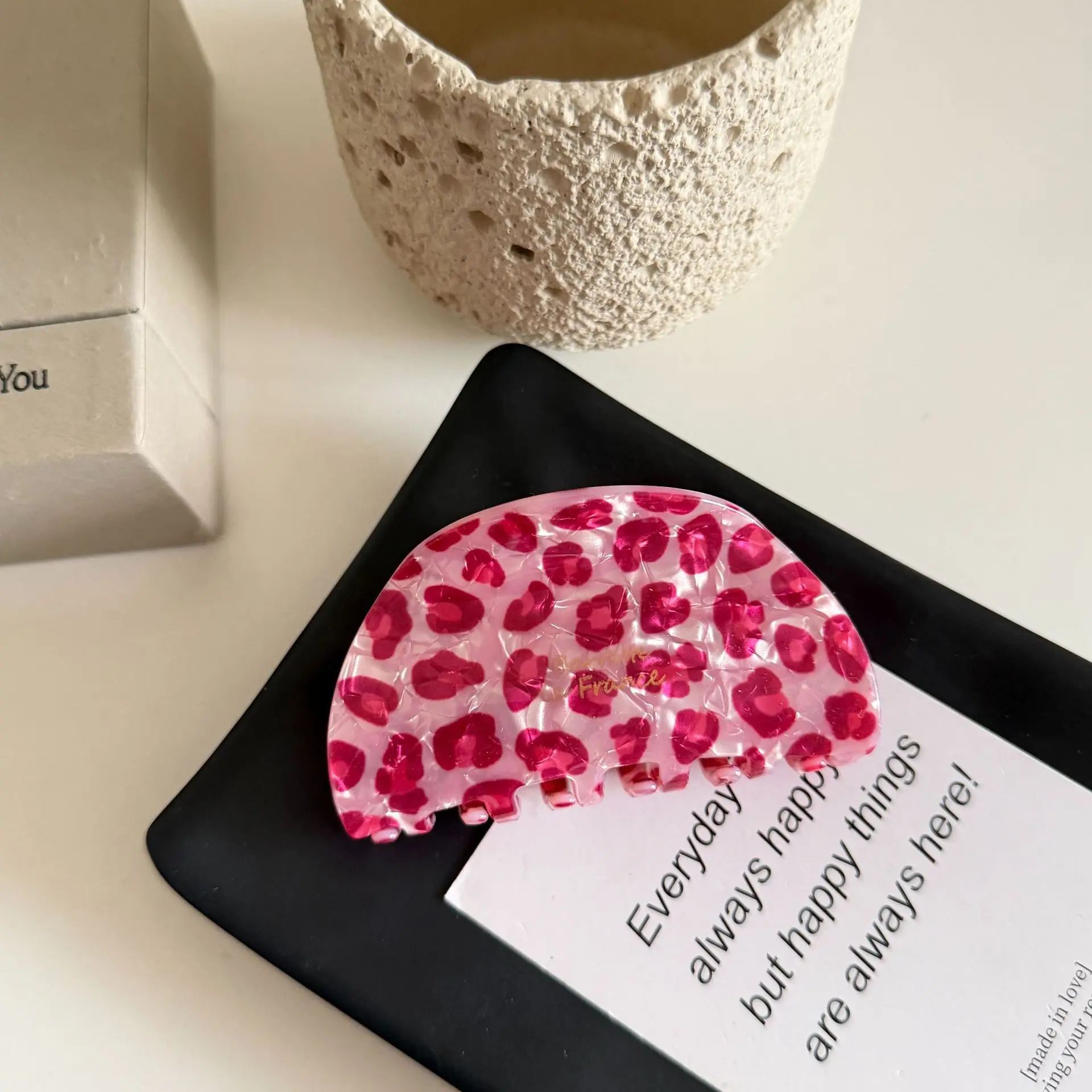 Koreanische Rosa Leopardenmuster Haarklammer Hochwertiges Design Luxus-Haarspangen für Frauen Haaraccessoires – Detail 7