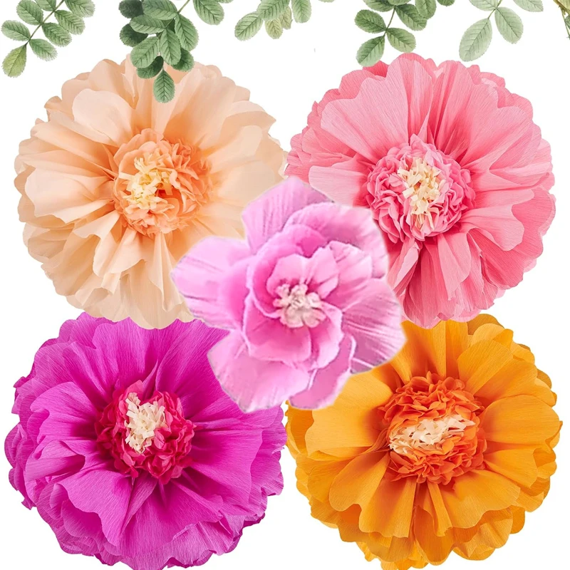 5-teiliges Set mit riesigen rosa Seidenpapierblumen für Partys, 20 Zoll (ca. 50,8 cm) Frühlings-/Sommer-Geburtstagsparty-Dekoration, für den Frühlings- und Geburtstagsgebrauch