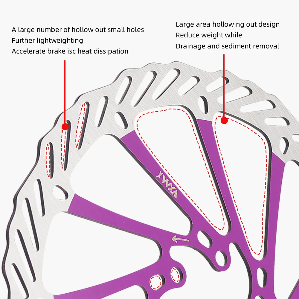 VXM 자전거 브레이크 디스크 브레이크, MTB DH 디스크 로터, 유압식 브레이크 패드, 플로트 다색 브레이크 패드, 자전거 부품, 160mm, 180mm, 203mm