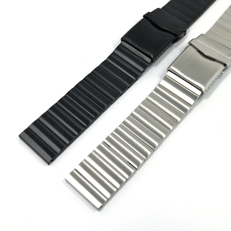 22MM Black Silver High Quality Stainless Steel Bamboo Chain Solid Stainless Steel Watch Strap With Quickily Spring Bar