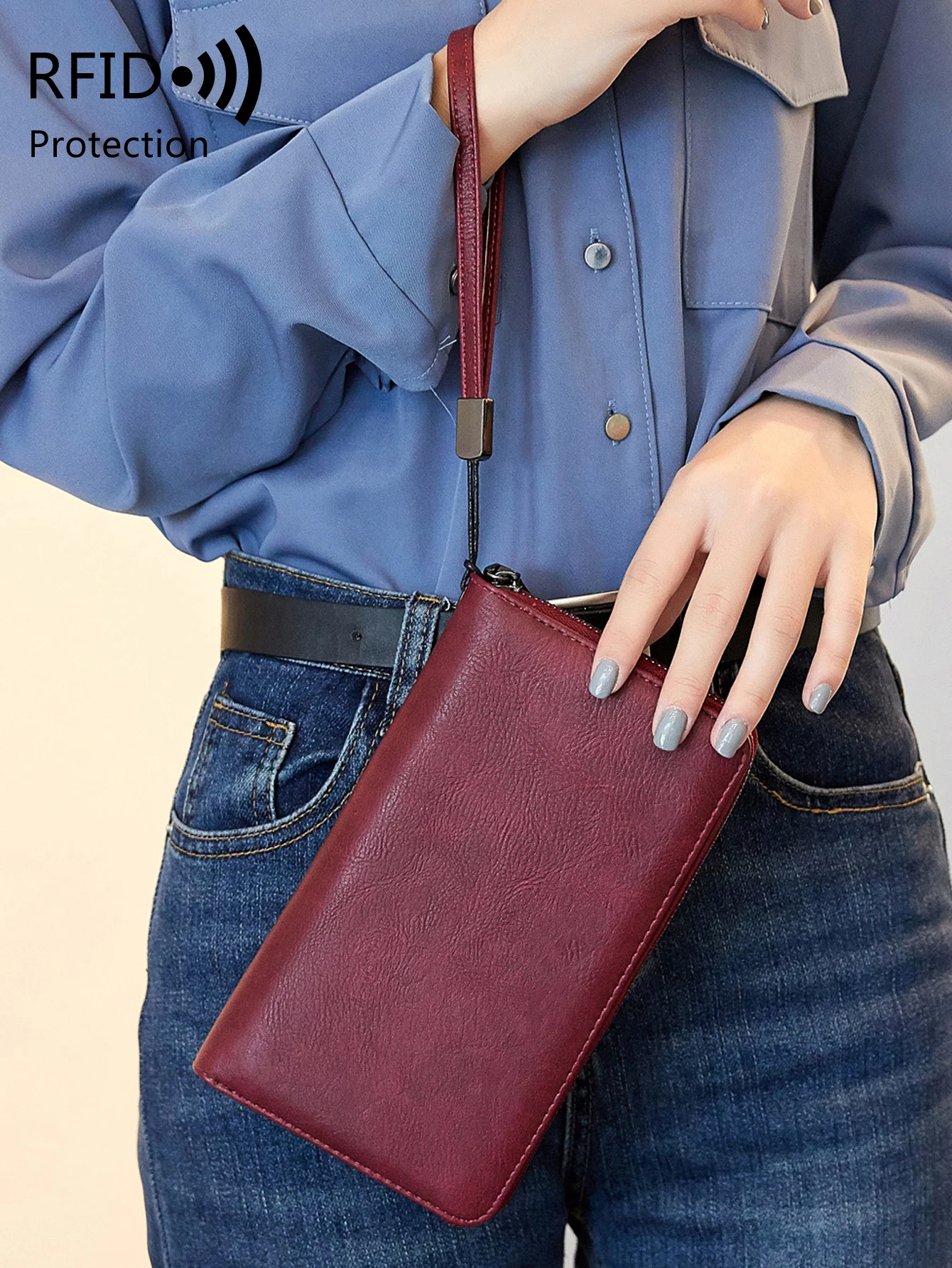MIYIN womens long wallet retro large capacity multi card slot fashionabltemperament handbag simple multifunctional