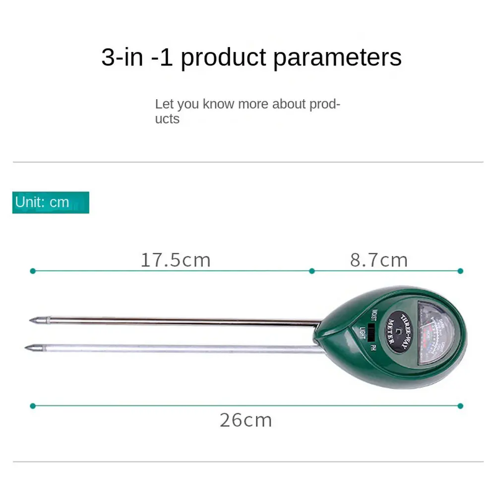 3 in 1 soil water moisture PH meter acidity humidity sunlight light PH test garden flowers moist sensor tester testing instrument soil moisture sensor soil tester soil moisture meter