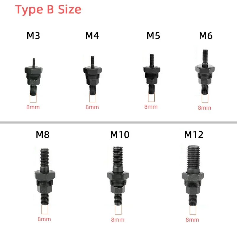 M3 M4 M5 M6 M8 M10 M12 Manual Nut Rivet Gun Nose Assembly Piece Hand Riveter Tool Head Tips Mandrel Alloy Steel Pull Rod
