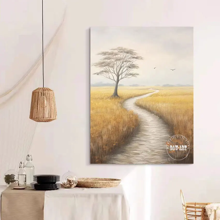 

Village Paintings Canvas Artwork High Quality Unframed Art Wall Poster 3d Picture Beautiful Scenery Tree Abstract Decorative