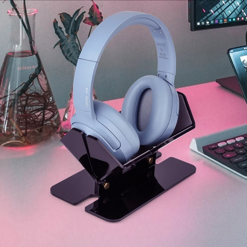 

Stylish Acrylic Headphone Stand Headset Holder With Silicone Pad For Desk Earphone Hangers Storage Racks