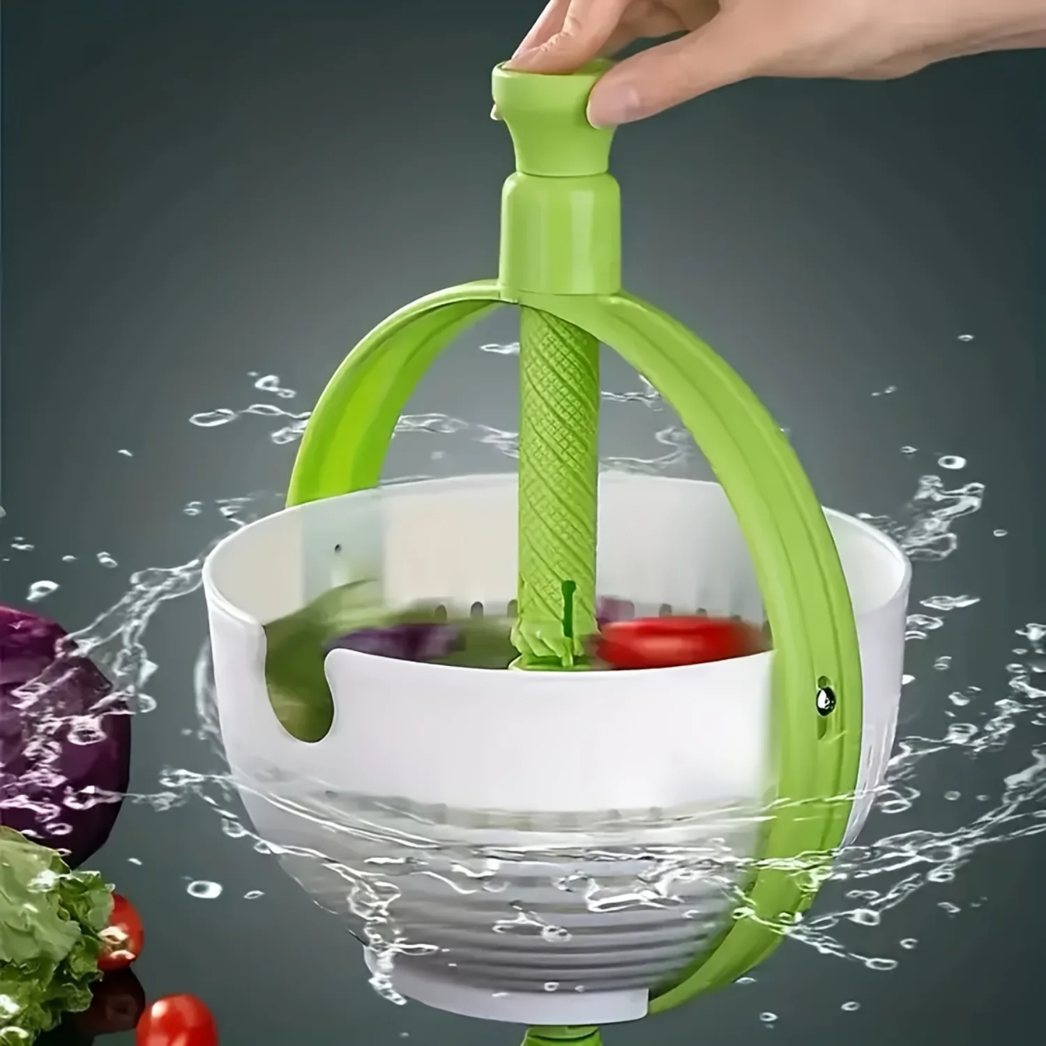 Abs" All-In-One Fruit And Vegetable Washer And Dryer-Rotating, Manual Operation For Easy Salad Prep