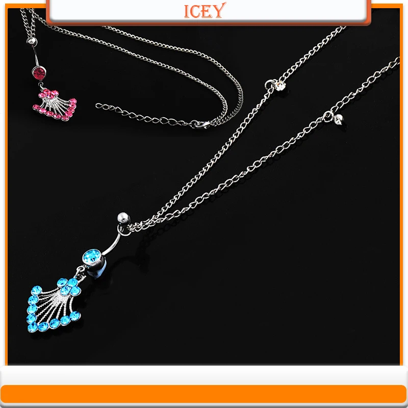 

1pc Personalized navel ring waist chain navel ring medical stainless steel fan-shaped navel chain belly ring belly navel jewelry