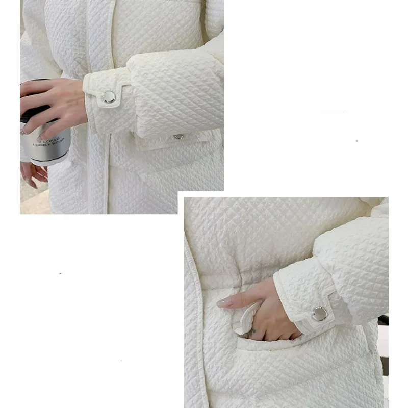 2023 New Women Down Jacket Winter Coat Female Warm Thick Parkas Loose Large Size Outwear Mid Length Version Hooded Overcoat