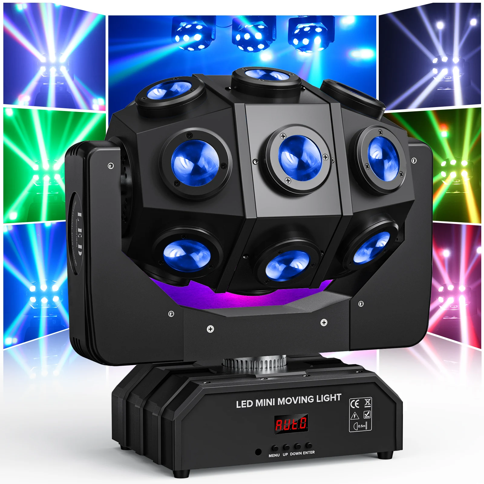 

180W Moving Head Light Beam WZYBUTA Strobe Light LED RGBW Ball Stage Light Sound Activated DMX512 for Club DJ Disco Dance Party